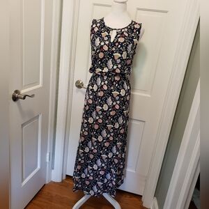 Talbots Key Hole Floral Print Maxi Dress Size Medium, Preppy, Fun, Casual